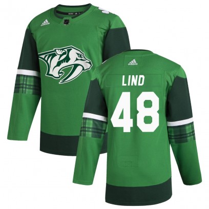 Youth Authentic Nashville Predators Kalan Lind Adidas 2020 St. Patrick's Day Jersey - Green