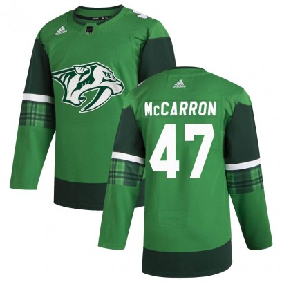 Youth Authentic Nashville Predators Michael McCarron Adidas 2020 St. Patrick's Day Jersey - Green