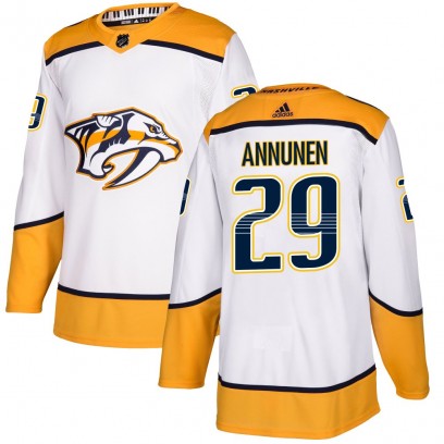 Men's Authentic Nashville Predators Justus Annunen Adidas Away Jersey - White
