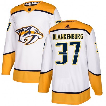 Men's Authentic Nashville Predators Nick Blankenburg Adidas Away Jersey - White