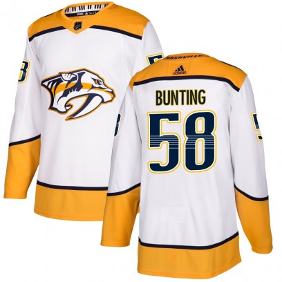 Men's Authentic Nashville Predators Michael Bunting Adidas Away Jersey - White
