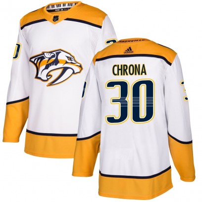 Men's Authentic Nashville Predators Magnus Chrona Adidas Away Jersey - White