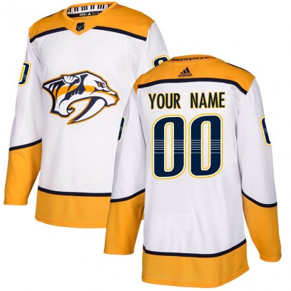 Men's Authentic Nashville Predators Custom Adidas Custom Away Jersey - White