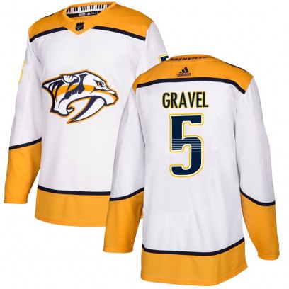 Men's Authentic Nashville Predators Kevin Gravel Adidas Away Jersey - White