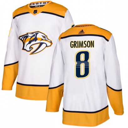 Men's Authentic Nashville Predators Stu Grimson Adidas Away Jersey - White