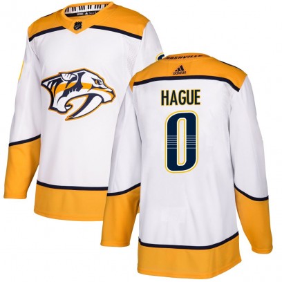 Men's Authentic Nashville Predators Nicolas Hague Adidas Away Jersey - White