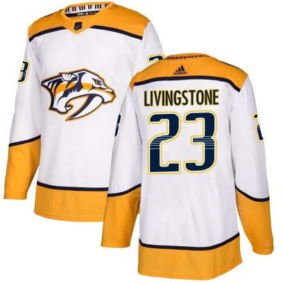 Men's Authentic Nashville Predators Jake Livingstone Adidas Away Jersey - White
