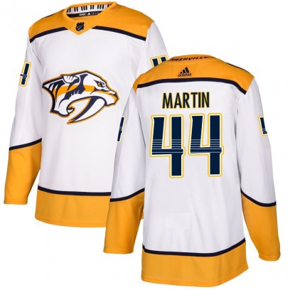 Men's Authentic Nashville Predators Brady Martin Adidas Away Jersey - White