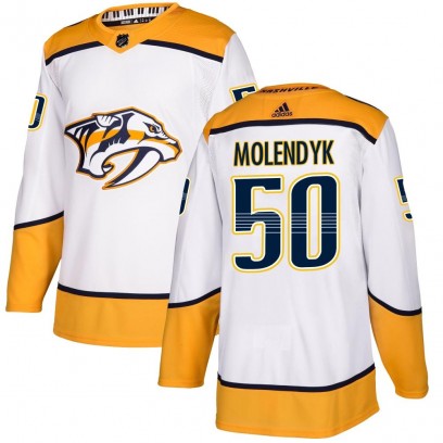 Men's Authentic Nashville Predators Tanner Molendyk Adidas Away Jersey - White