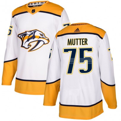 Men's Authentic Nashville Predators Navrin Mutter Adidas Away Jersey - White