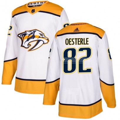 Men's Authentic Nashville Predators Jordan Oesterle Adidas Away Jersey - White