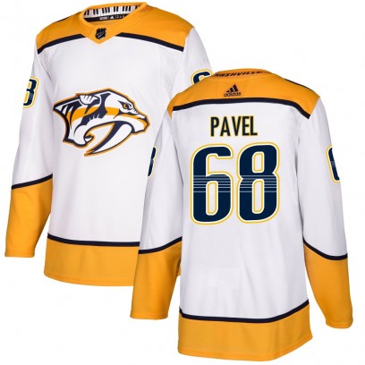 Men's Authentic Nashville Predators Ondrej Pavel Adidas Away Jersey - White