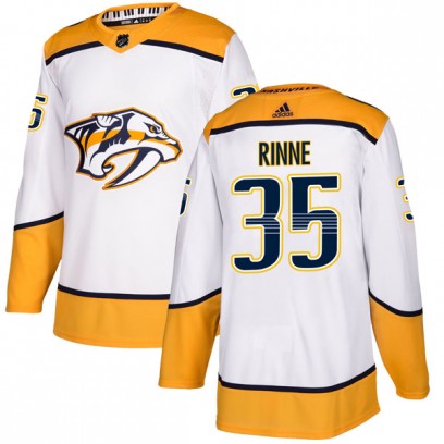 Men's Authentic Nashville Predators Pekka Rinne Adidas Away Jersey - White