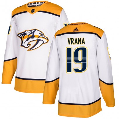 Men's Authentic Nashville Predators Jakub Vrana Adidas Away Jersey - White