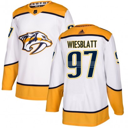 Men's Authentic Nashville Predators Oasiz Wiesblatt Adidas Away Jersey - White