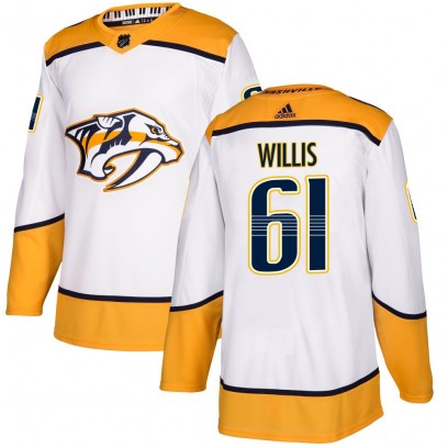 Men's Authentic Nashville Predators Joey Willis Adidas Away Jersey - White