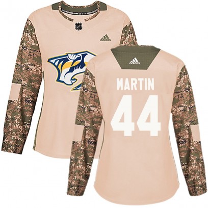 Women's Authentic Nashville Predators Brady Martin Adidas Veterans Day Practice Jersey - Camo