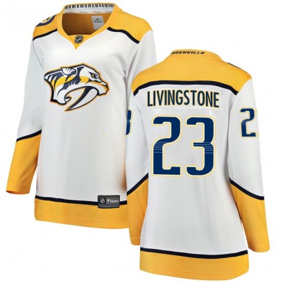 Women's Breakaway Nashville Predators Jake Livingstone Fanatics Branded Away Jersey - White