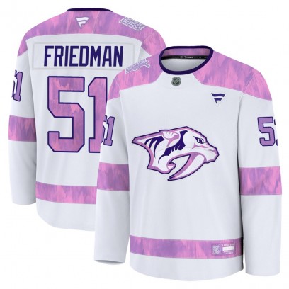 Men's Premium Nashville Predators Mark Friedman Fanatics 2024 Hockey Fights Cancer Practice Jersey - White