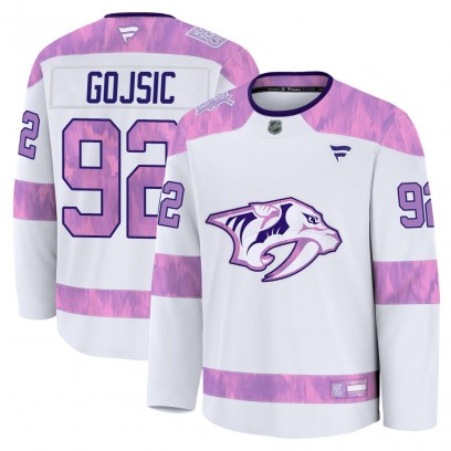 Men's Premium Nashville Predators Hiroki Gojsic Fanatics 2024 Hockey Fights Cancer Practice Jersey - White