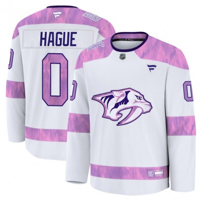Men's Premium Nashville Predators Nicolas Hague Fanatics 2024 Hockey Fights Cancer Practice Jersey - White