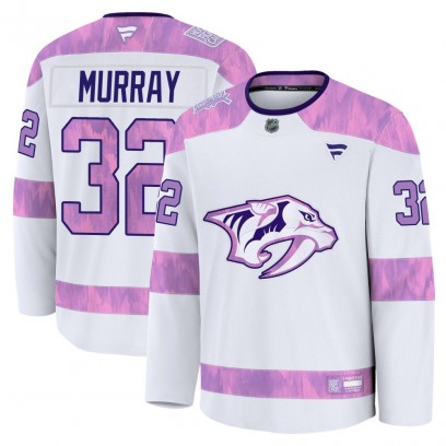Men's Premium Nashville Predators Matt Murray Fanatics 2024 Hockey Fights Cancer Practice Jersey - White