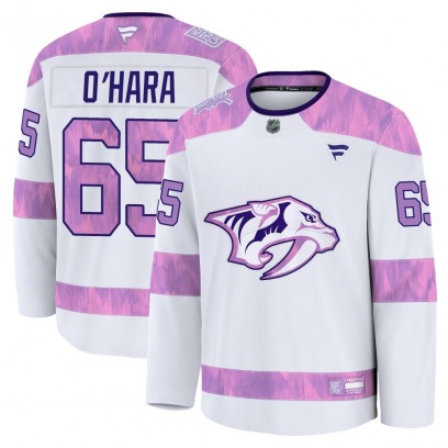 Men's Premium Nashville Predators Cole O'Hara Fanatics 2024 Hockey Fights Cancer Practice Jersey - White