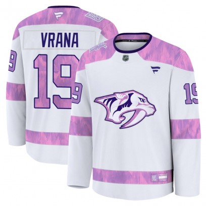 Men's Premium Nashville Predators Jakub Vrana Fanatics 2024 Hockey Fights Cancer Practice Jersey - White