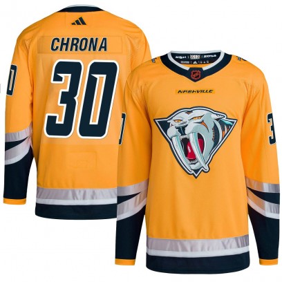 Men's Authentic Nashville Predators Magnus Chrona Adidas Reverse Retro 2.0 Jersey - Yellow