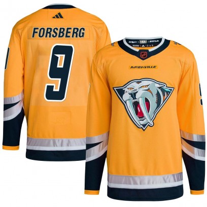 Men's Authentic Nashville Predators Filip Forsberg Adidas Reverse Retro 2.0 Jersey - Yellow