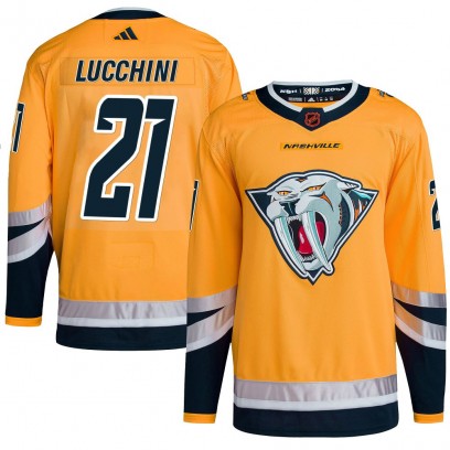 Men's Authentic Nashville Predators Jake Lucchini Adidas Reverse Retro 2.0 Jersey - Yellow