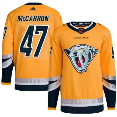 Men's Authentic Nashville Predators Michael McCarron Adidas Reverse Retro 2.0 Jersey - Yellow