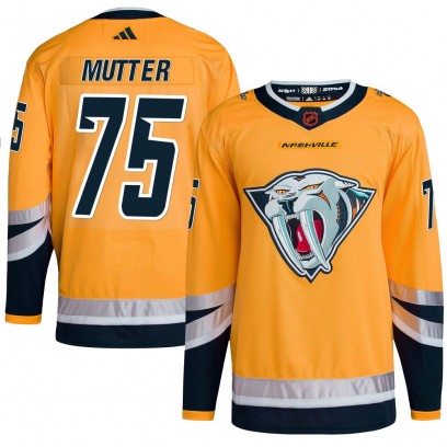 Men's Authentic Nashville Predators Navrin Mutter Adidas Reverse Retro 2.0 Jersey - Yellow