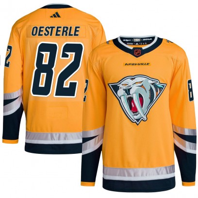 Men's Authentic Nashville Predators Jordan Oesterle Adidas Reverse Retro 2.0 Jersey - Yellow