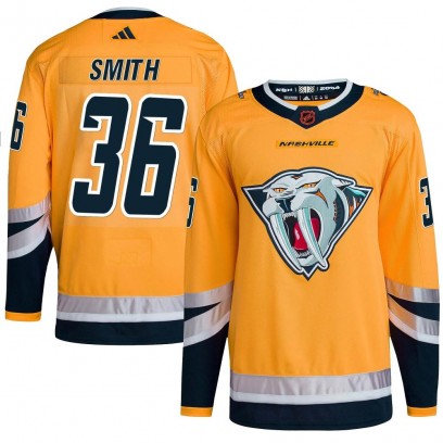 Men's Authentic Nashville Predators Cole Smith Adidas Reverse Retro 2.0 Jersey - Yellow