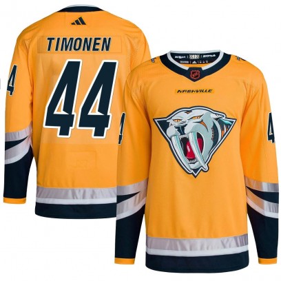 Men's Authentic Nashville Predators Kimmo Timonen Adidas Reverse Retro 2.0 Jersey - Yellow