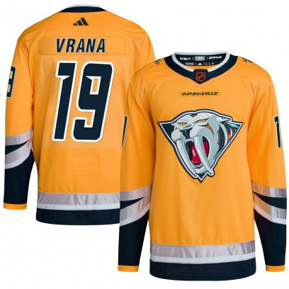 Men's Authentic Nashville Predators Jakub Vrana Adidas Reverse Retro 2.0 Jersey - Yellow