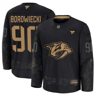 Youth Premium Nashville Predators Mark Borowiecki Fanatics 2024 Military Appreciation Practice Jersey - Black