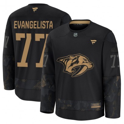 Youth Premium Nashville Predators Luke Evangelista Fanatics 2024 Military Appreciation Practice Jersey - Black