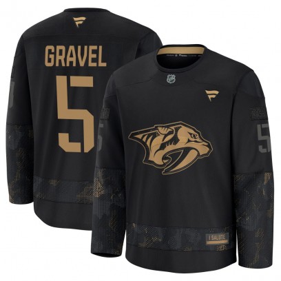 Youth Premium Nashville Predators Kevin Gravel Fanatics 2024 Military Appreciation Practice Jersey - Black