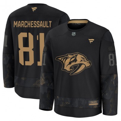 Youth Premium Nashville Predators Jonathan Marchessault Fanatics 2024 Military Appreciation Practice Jersey - Black