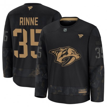Youth Premium Nashville Predators Pekka Rinne Fanatics 2024 Military Appreciation Practice Jersey - Black