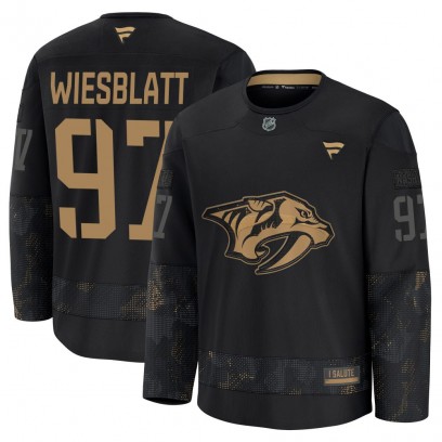 Youth Premium Nashville Predators Oasiz Wiesblatt Fanatics 2024 Military Appreciation Practice Jersey - Black