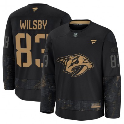 Youth Premium Nashville Predators Adam Wilsby Fanatics 2024 Military Appreciation Practice Jersey - Black