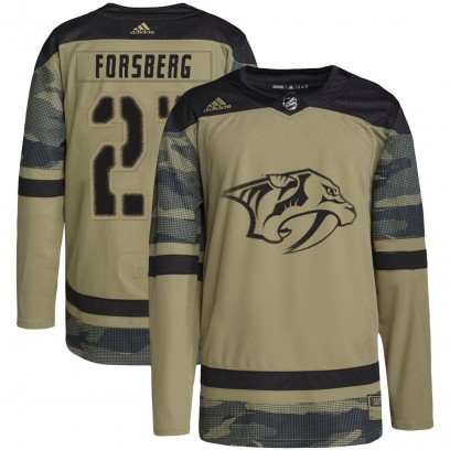Men's Authentic Nashville Predators Peter Forsberg Adidas Military Appreciation Practice Jersey - Camo