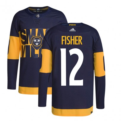 Men's Authentic Nashville Predators Mike Fisher Adidas 2022 Stadium Series Primegreen Jersey - Navy