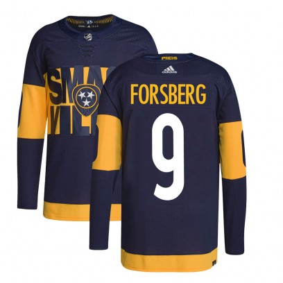 Men's Authentic Nashville Predators Filip Forsberg Adidas 2022 Stadium Series Primegreen Jersey - Navy