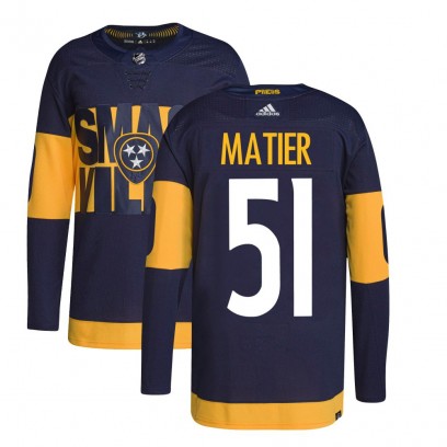 Men's Authentic Nashville Predators Jack Matier Adidas 2022 Stadium Series Primegreen Jersey - Navy