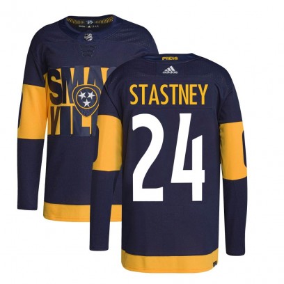Men's Authentic Nashville Predators Spencer Stastney Adidas 2022 Stadium Series Primegreen Jersey - Navy
