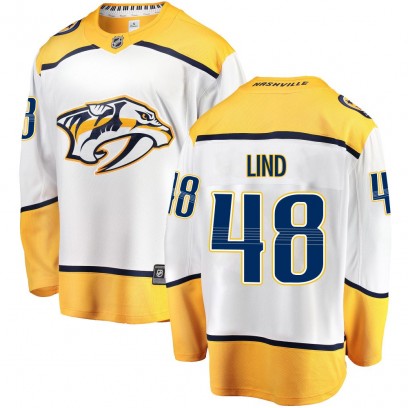 Youth Breakaway Nashville Predators Kalan Lind Fanatics Branded Away Jersey - White